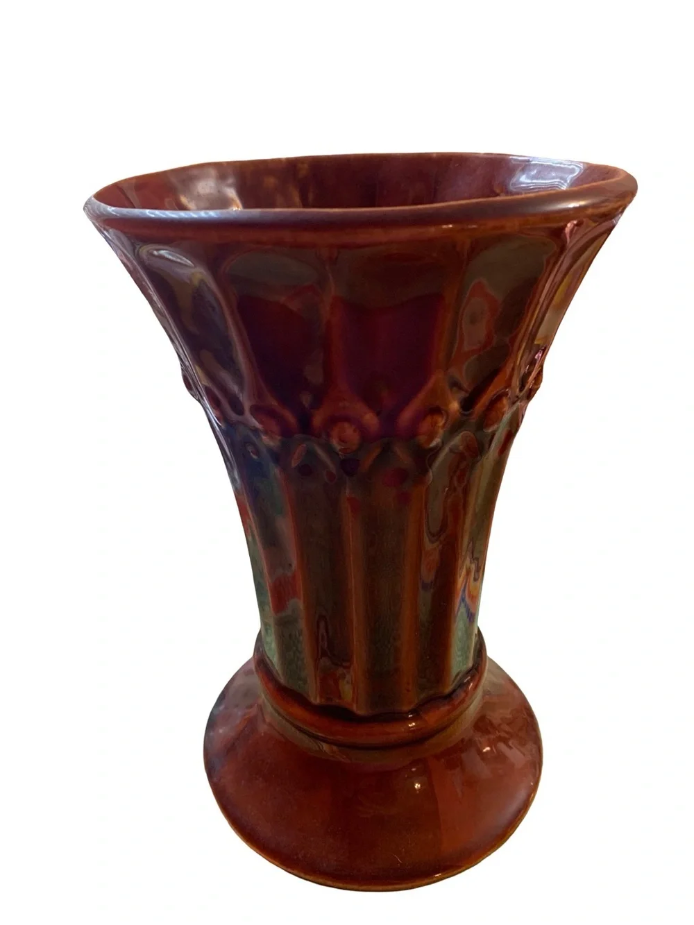 Vintage McCoy Tiara USA Pottery Brown Glaze Vase‎ 9”